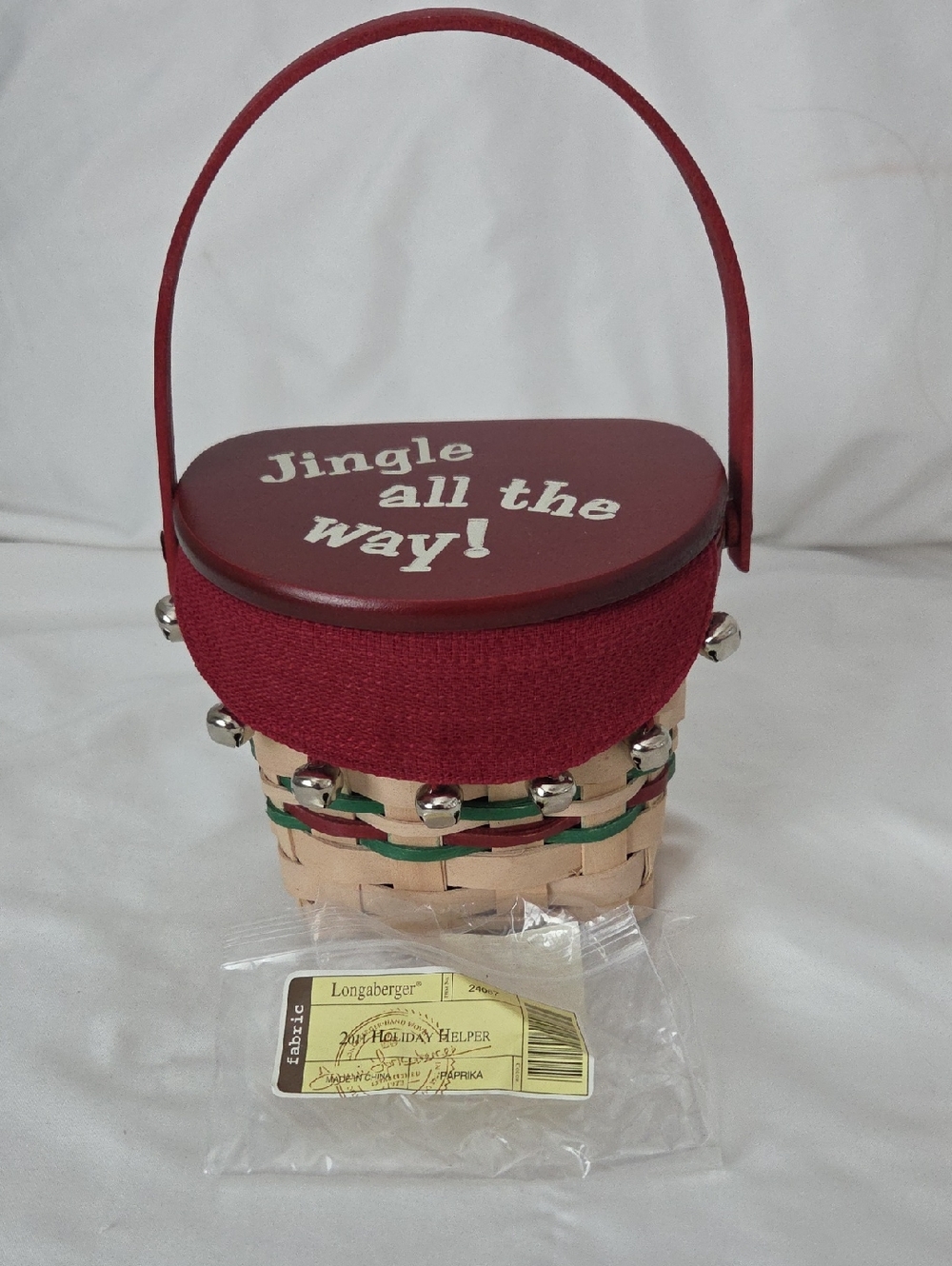Longaberger 2011 Holiday Helper Red and Natural Holiday Jingle Basket